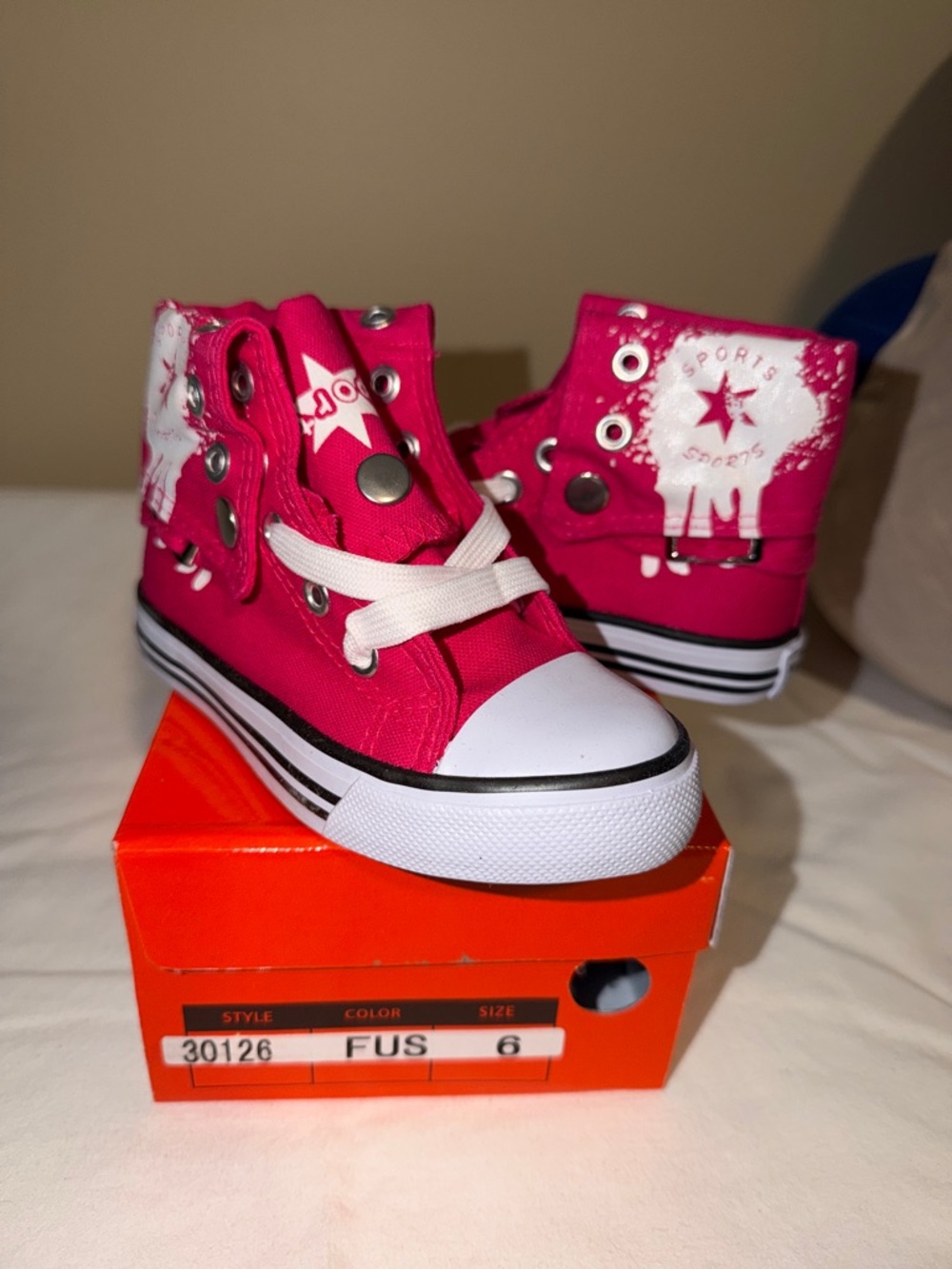 Kids High-Top Canvas Sneakers in Hot Pink - Sporty Design